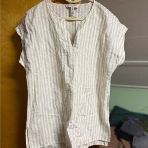 NWOT Ellen Tracy Linen Women's Cream Striped Blouse